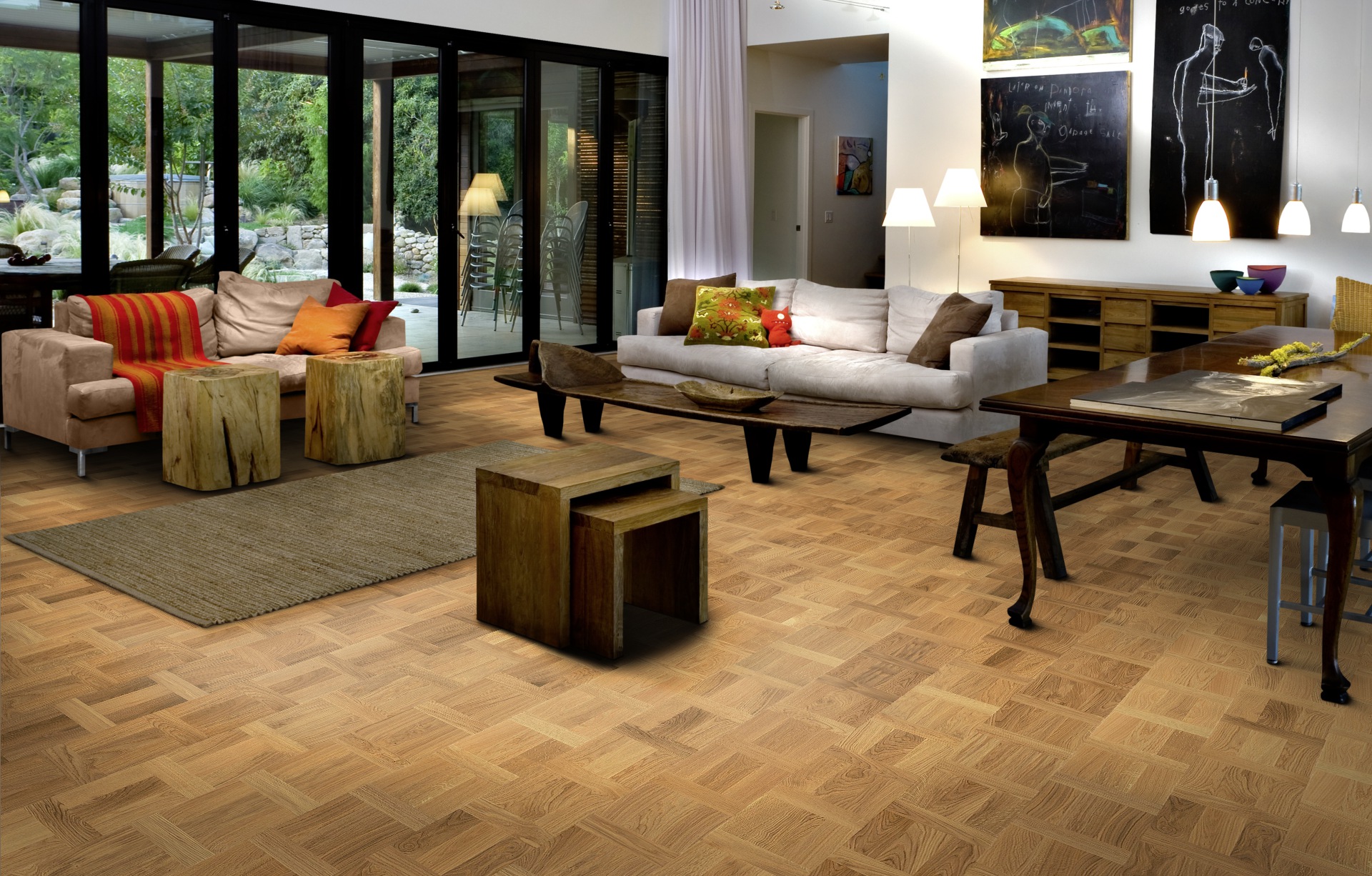 Паркетная доска Kahrs Европейский Ренессанс Дуб Палаццо Ровере Palazzo Rovere 153138EK50KW240 Variation 2426×198,5×15 фото в интерьере